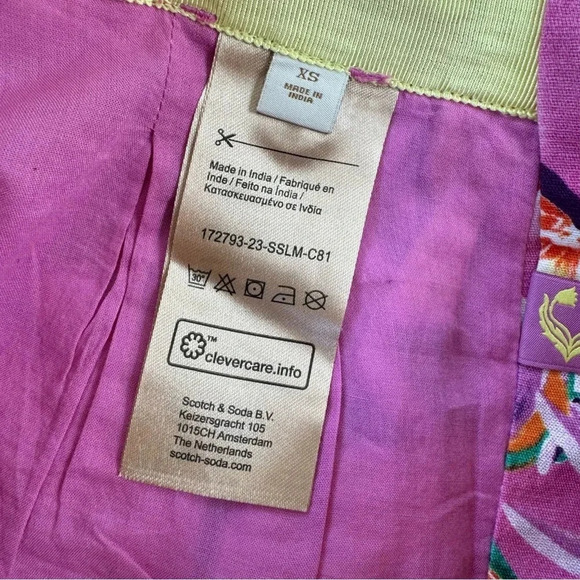 Anthropologie Scotch & Soda Linen Blend High Waist Fruit Shorts Pink Size XS NWT - Picture 7 of 11